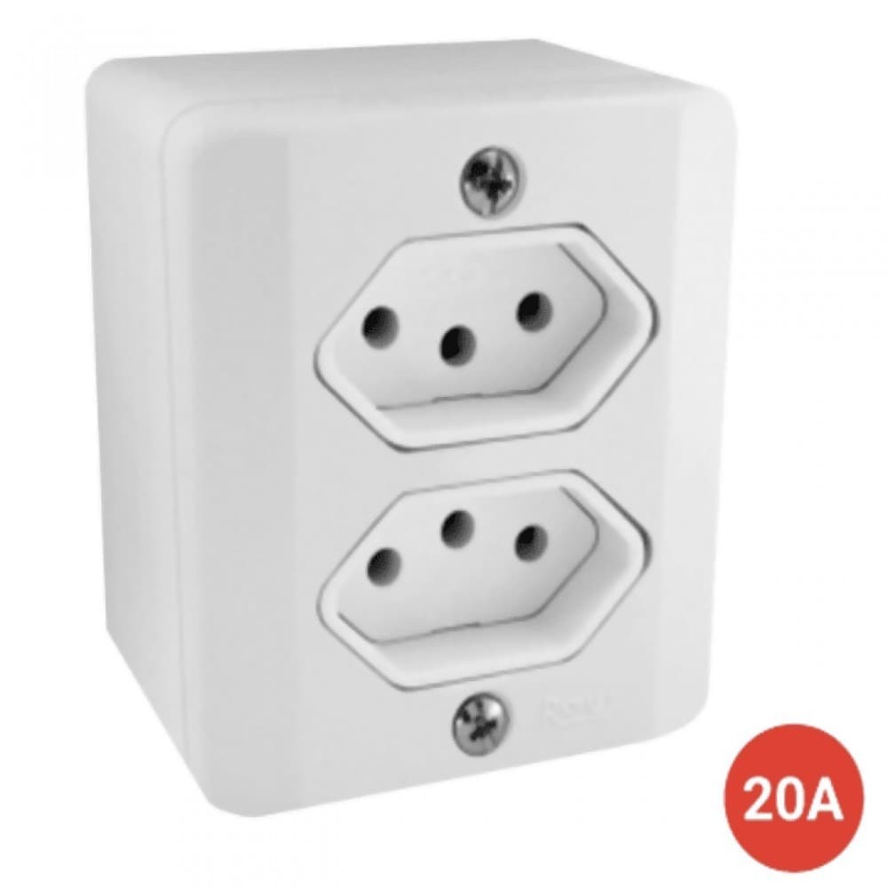 TOMADA DUPLA SOBREPOR 20A