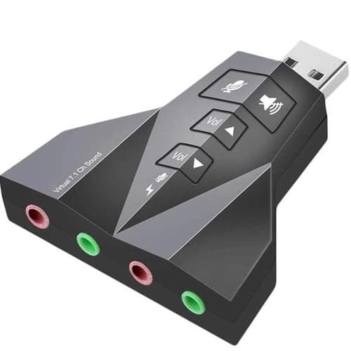 Placa De Som Usb 7.1 Virtual Dupla Saida (avião) Pra 2 Fones