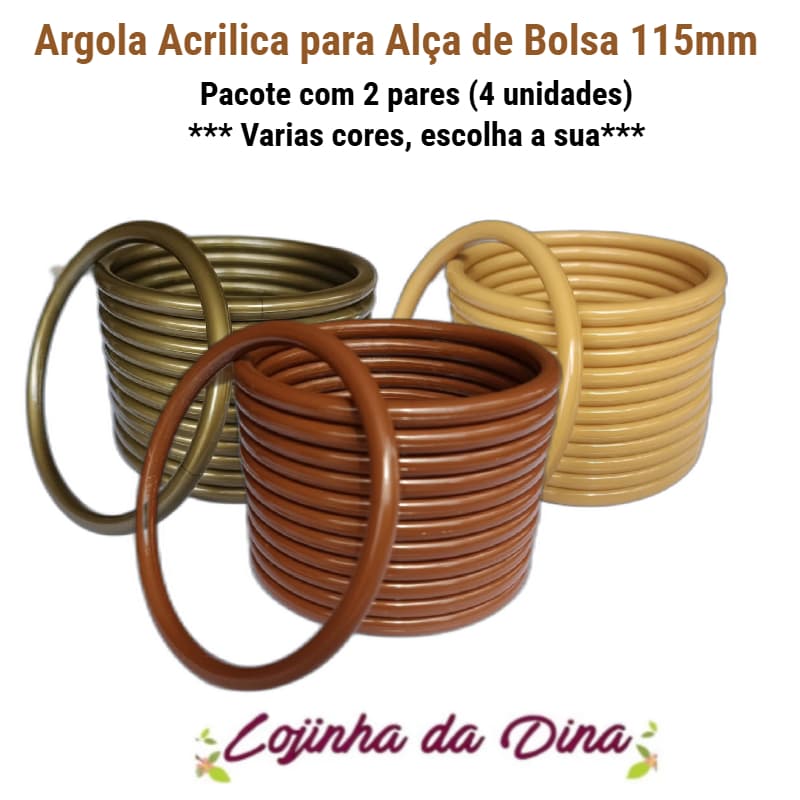 Argola Acrílica Plástica 115 mm Alça de Bolsa Acessórios e Artesanato em Geral  2 pares - 4 unidades