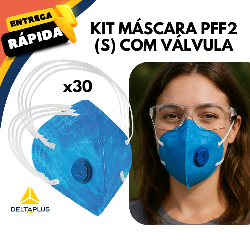 Kit 30 Máscaras PFF2 N95 Com Valvula Respirador Protecao Seguranca Saude EPI Respirador