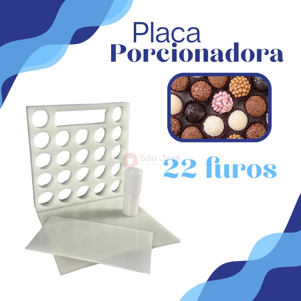 Placa Porcionadora Dosadora de Brigadeiro/Beijinho/Doces com espátula e bastão