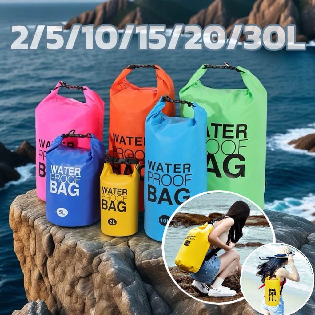 Bolsa Impermeável Saco Estanque 2/5/10/15/20/30L Camping Bag Mochila Pesca  Caiaque Natação