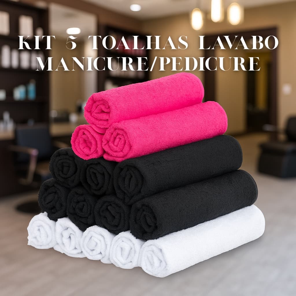Kit 5 Toalhas Lavabo Manicure Pedicure - 100% algodão - Toalhas K&C