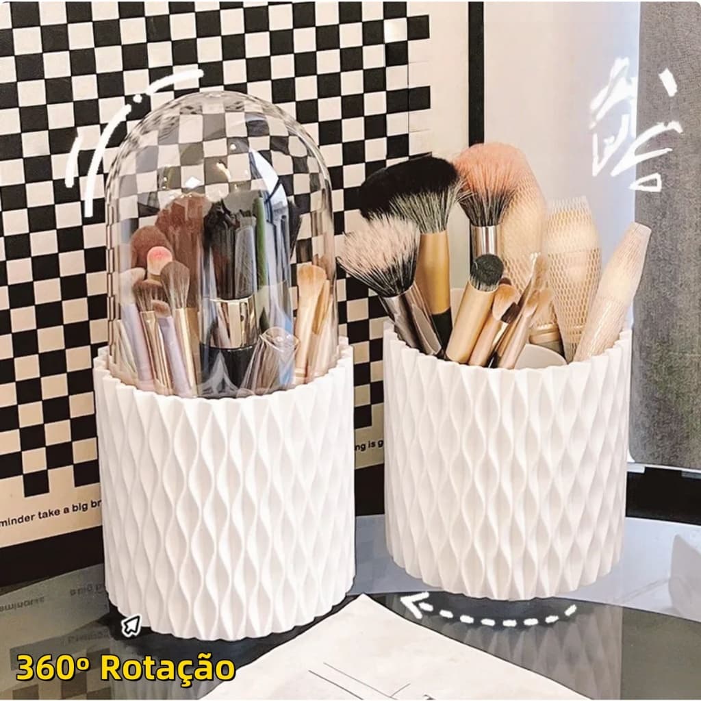 Porta Pinceis Organizador Giratório de 360° para pincéis de maquiagem