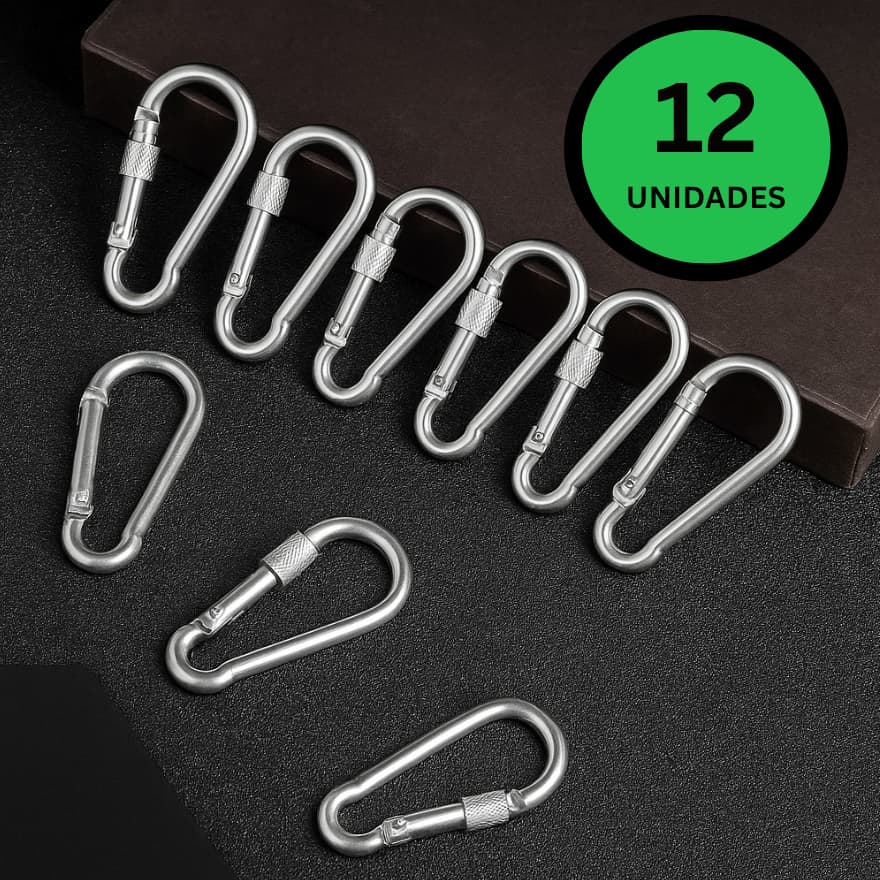 Kit 12 Mosquetão Com Trava Roscada