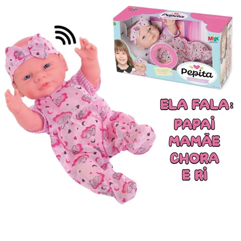 Boneca Pepita Que Fala Com Sons De Bebê - Milk Brinquedos