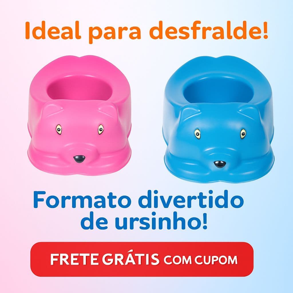 PENICO TRONINHO INFANTIL COM FORMATO DE URSO - IDEAL PARA DESFRALDE DO BEBE PENIQUINHO AZUL E ROSA