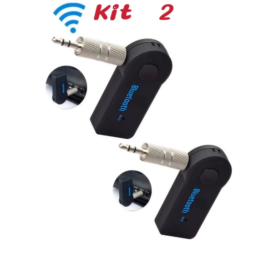 Kit 2 Receptor Bluetooth P2 Music Call Speaker Carro 3.5mm Sem Fio Imperio