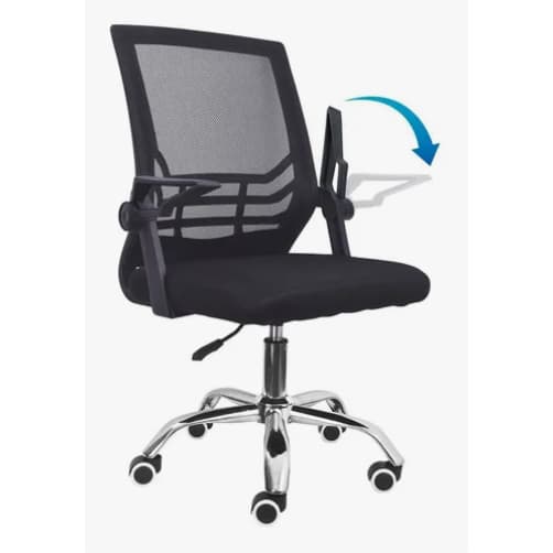 Cadeira De Escritório Tela Mesh Com Apoio De Braço Flexível Ajustável Cor Preto