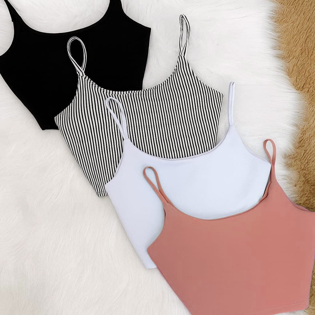 KIT 4 BLUSA SUPLEX FEMENINA ALCINHA FORRADO DUPLO