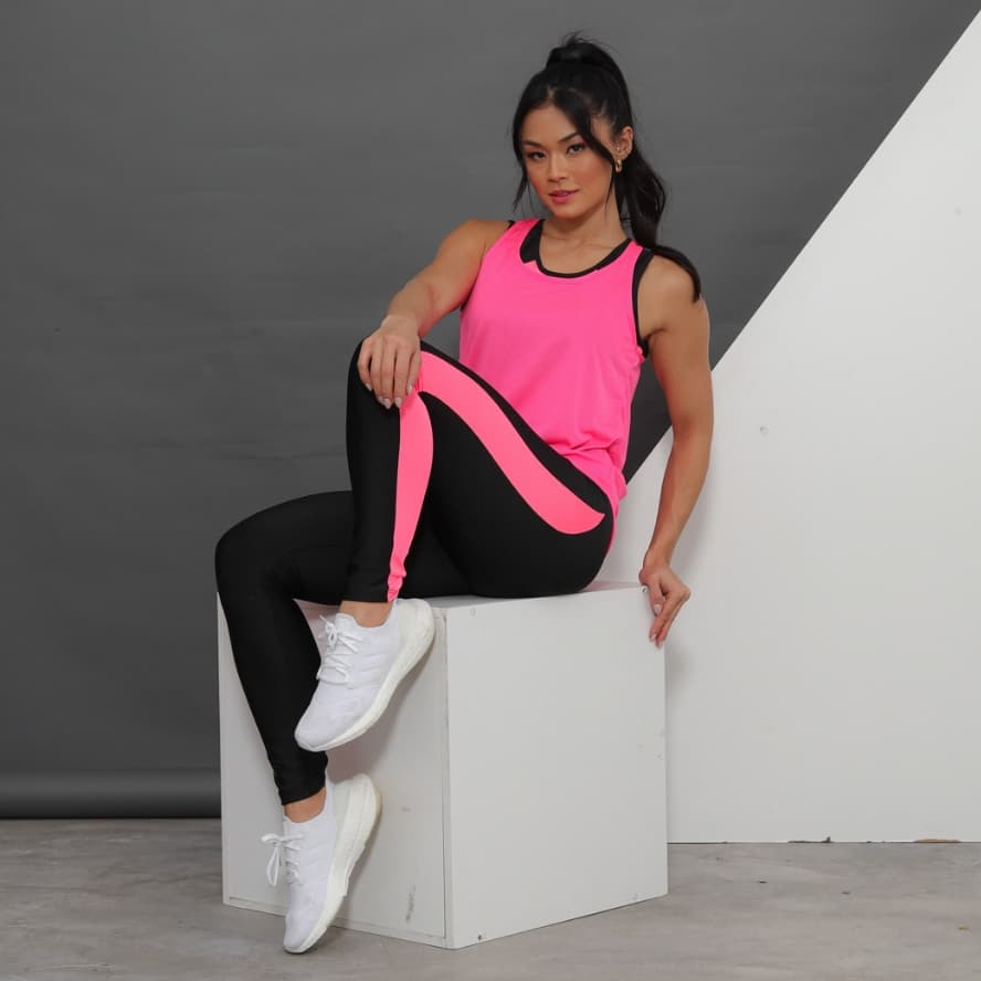 kit 3 peças Conjunto Fitness Feminino Roupa Academia Calça Legging  Top Cropped e  Regata