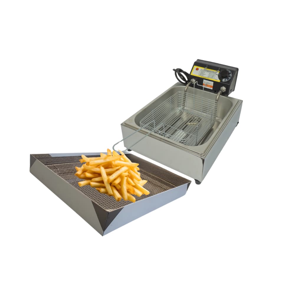 Kit Fritadeira Profissional Inox Cuba 5l Óleo + Escorredor em Inox