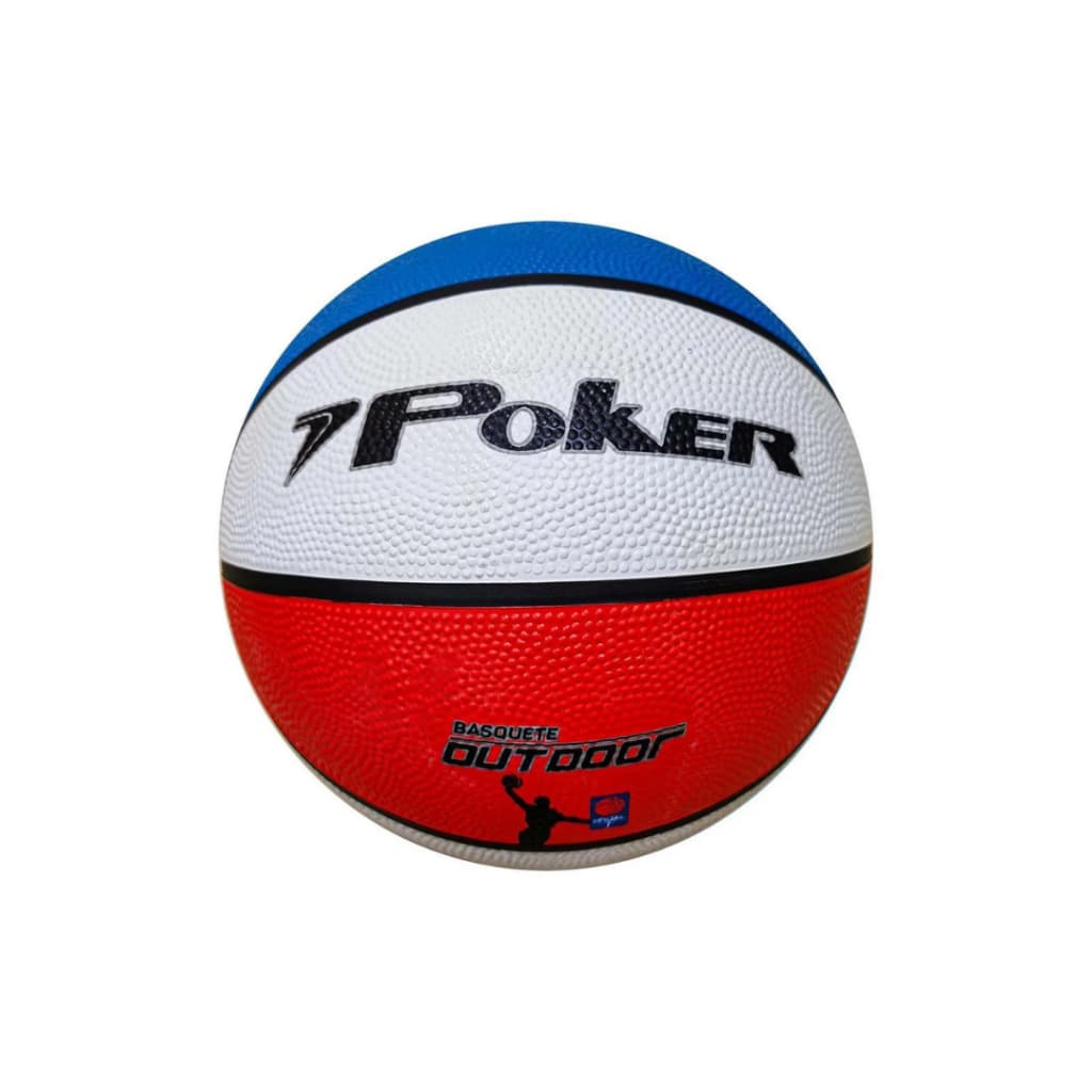 Bola De Basquete Poker Outdoor 7 Branco E Azul - Resistente