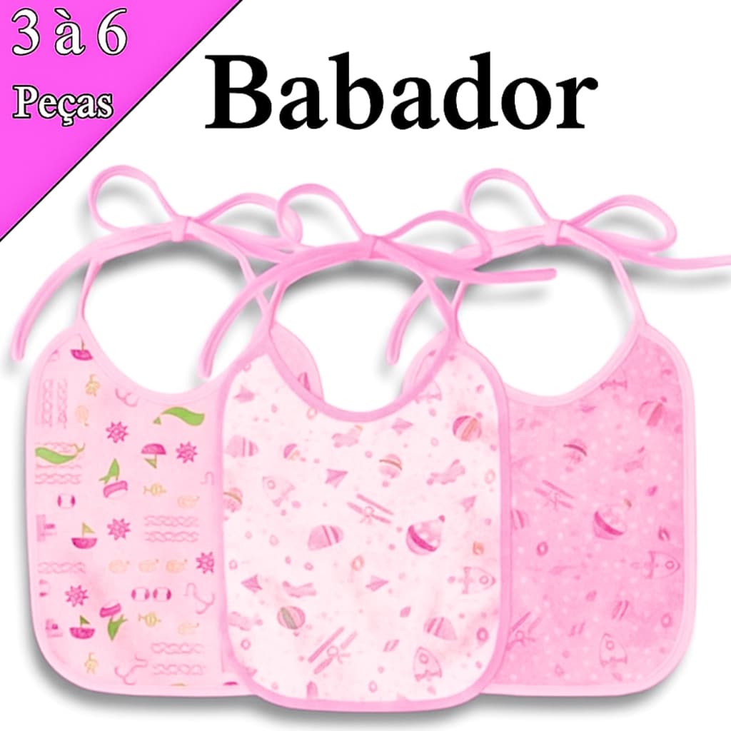 Kit 3 - 6 Babador Bebê Flanelado Algodão 100% e Plastificado