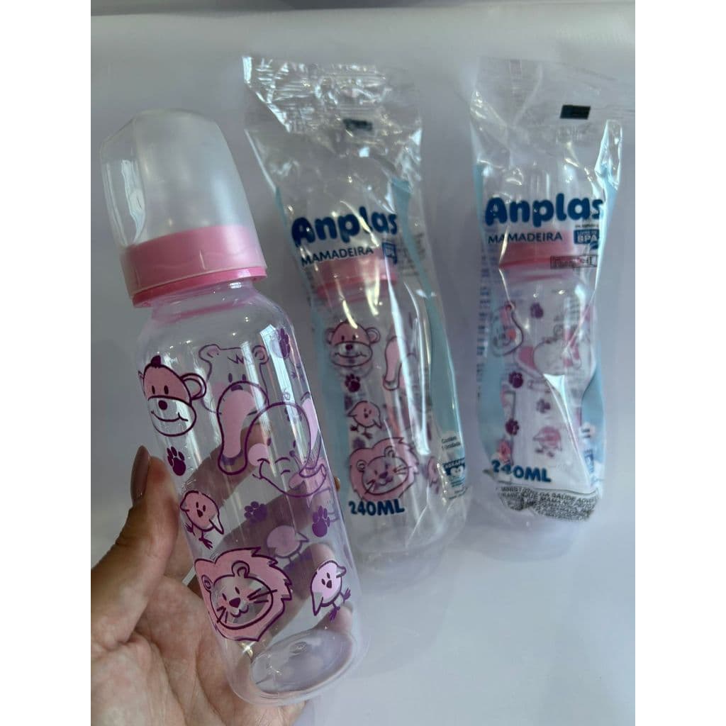 Mamadeira 240ml  - Azul e Rosa | Econômico, Seguro e Divertido! | Escola, Creche e dia a dia. 💖