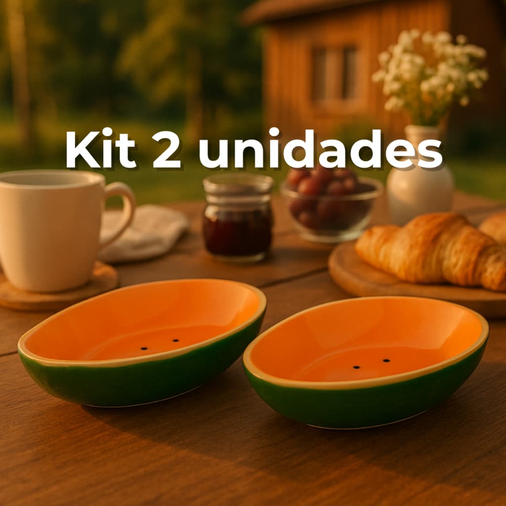 Kit 2 Cumbuca Mamão Bowl Em Cerâmica Louças Decoração