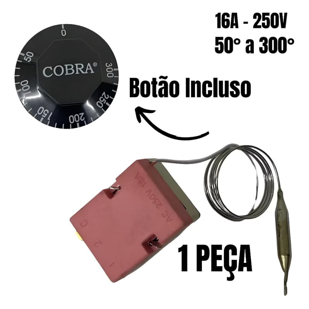 Termostato 50 300 16a fritadeiras e fornos