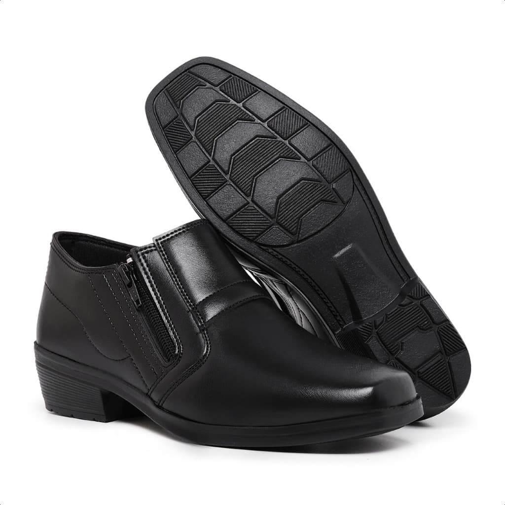 Bota Masculina Social Zíper Laterais Confort Moderna Preta e Café