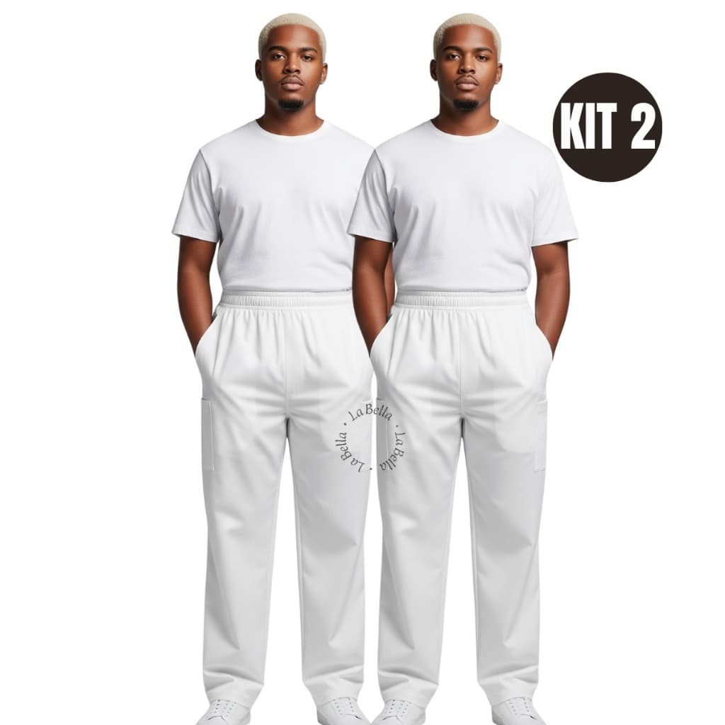 Kit 2 Calça Hospitalar Masculina Plus Size Gabardine Enfermeiro-ch