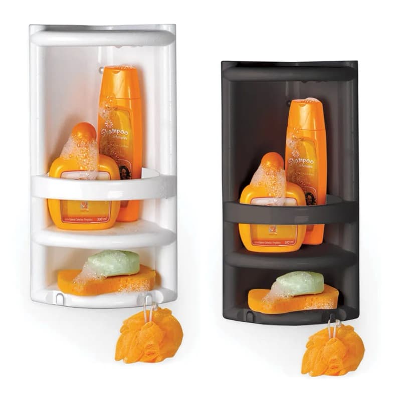 Cantoneira de Banheiro Box Porta Shampoo Sabonete Prateleira Box Suporte Plástico Canto