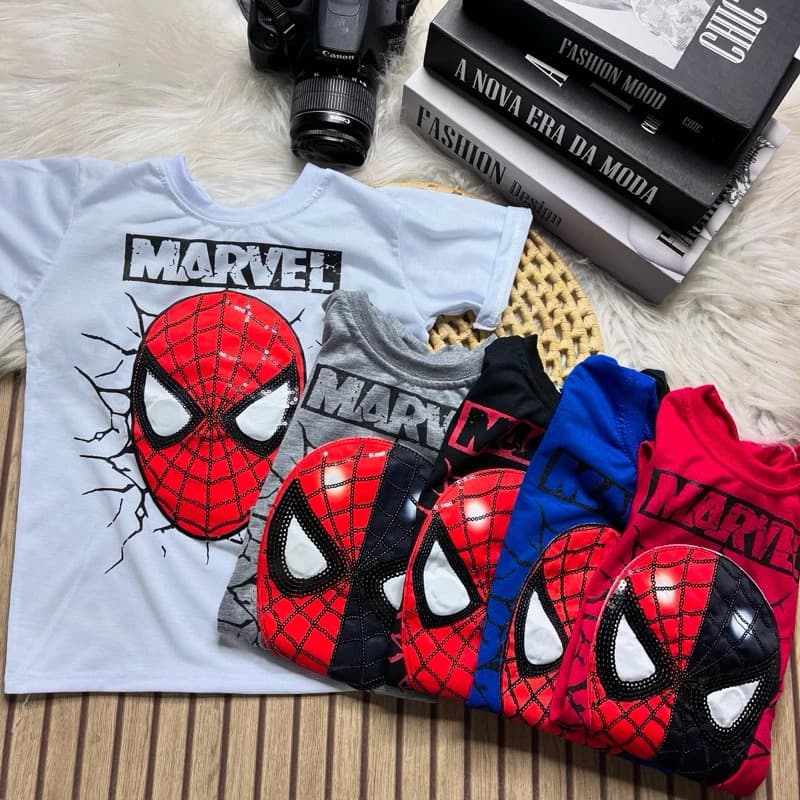 Camiseta LED Pisca Pisca Vários Personagens Infantil Festa Aniversário Carnaval