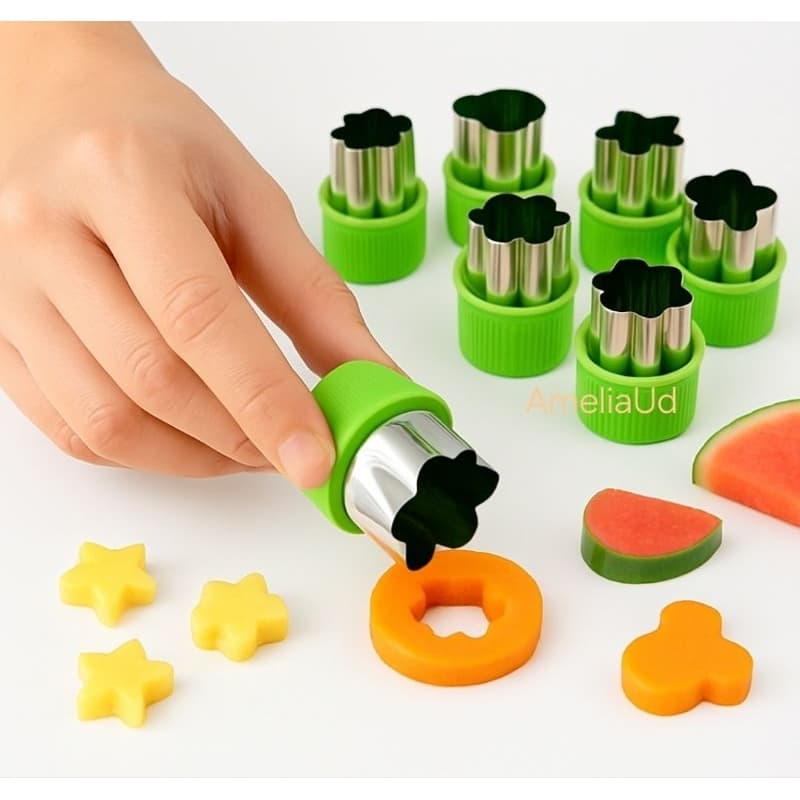 Kit com 9 mini cortadores de frutas, legumes Moldes para biscoito bolachinha Pasta Americana