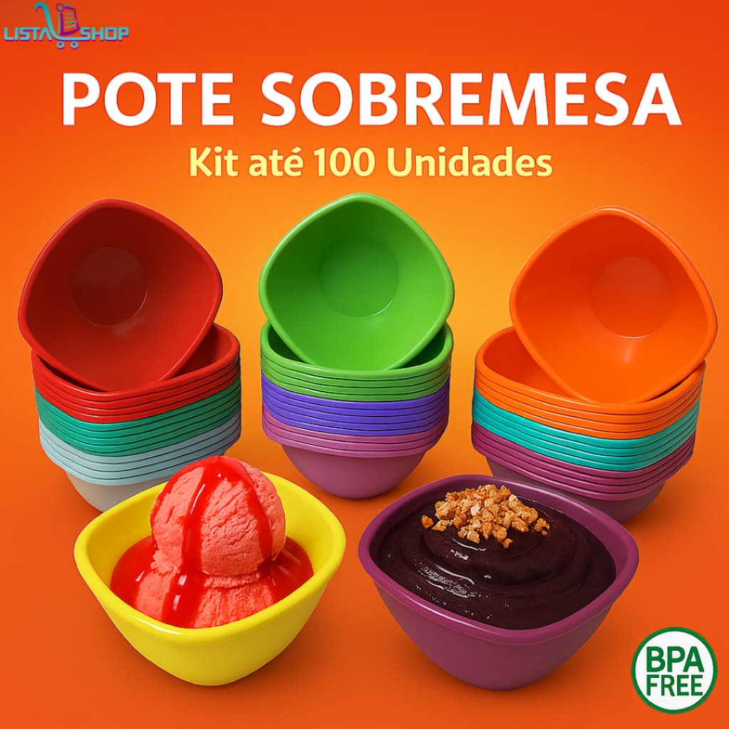 Kit Tigela de Sobremesa Plástico pote 250ml – Ideal para Açaí, Sorvete, Doces e Festas - 20 a 100 un