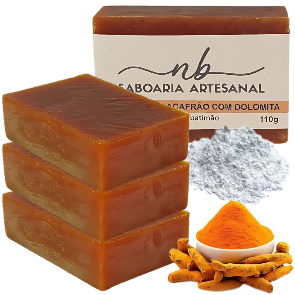 Kit 3 Sabonete Açafrão com Dolomita Depila e Clareia Natural