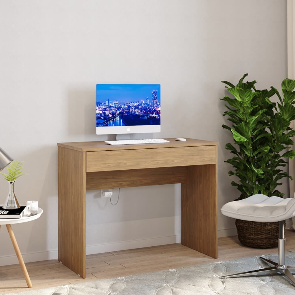 Mesa Home Office 90cm Gaveta e Prateleira | Escrivaninha para Estudo/Notebook | FULL