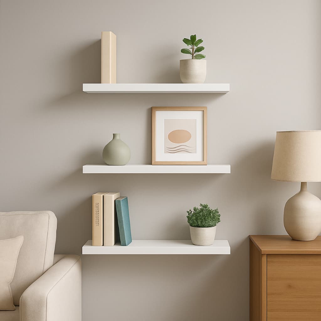 Prateleiras MDF 30cm Parede Organizador Multiuso Decoração Casa Escritório Branco Amadeirado