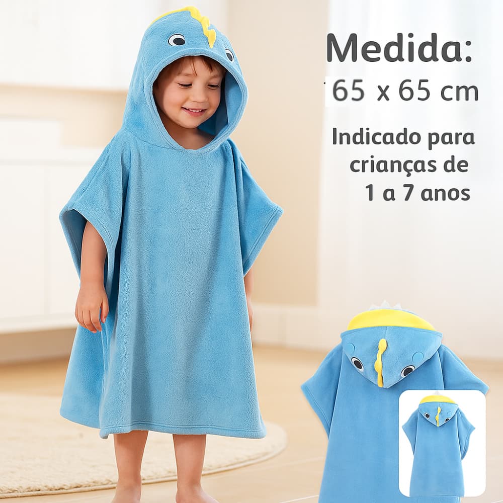 Toalha de Banho Infantil Vestível com Capuz e Botões - Veludo Coral Premium Macia - Secagem Rápida Bebê 0-5 ANOS