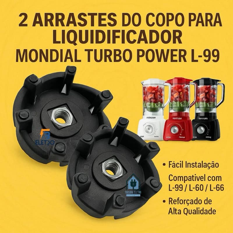 2 Arraste do Copo Liquidificador Mondial Turbo Power L-99