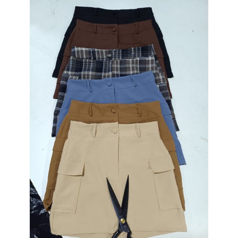 saía alfaiataria cargo zíper na frente