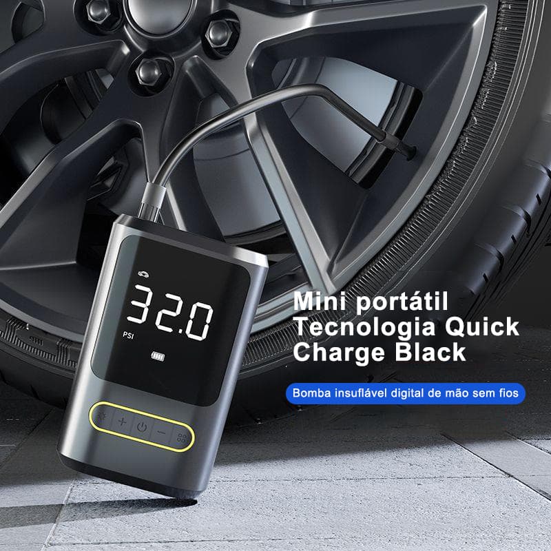 Bomba De Ar Eletrica Portátil Digital Encher Pneu Carro Bike Moto Mini Compressor sem fio QUEBOM