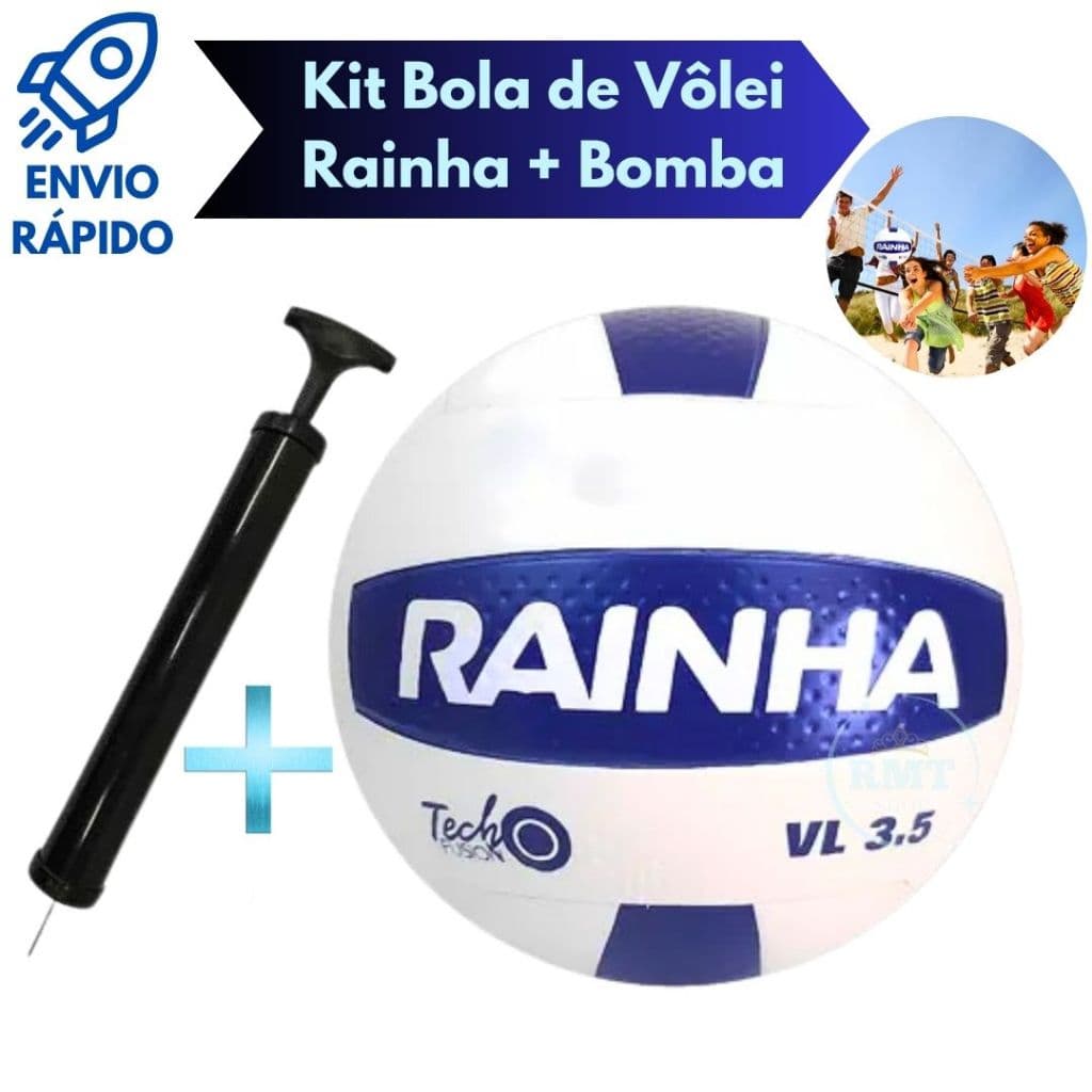 Bola de Volei Rainha 3.5 E Bomba De Ar Original Oficial Resistente Voleibol Quadra Praia Treino