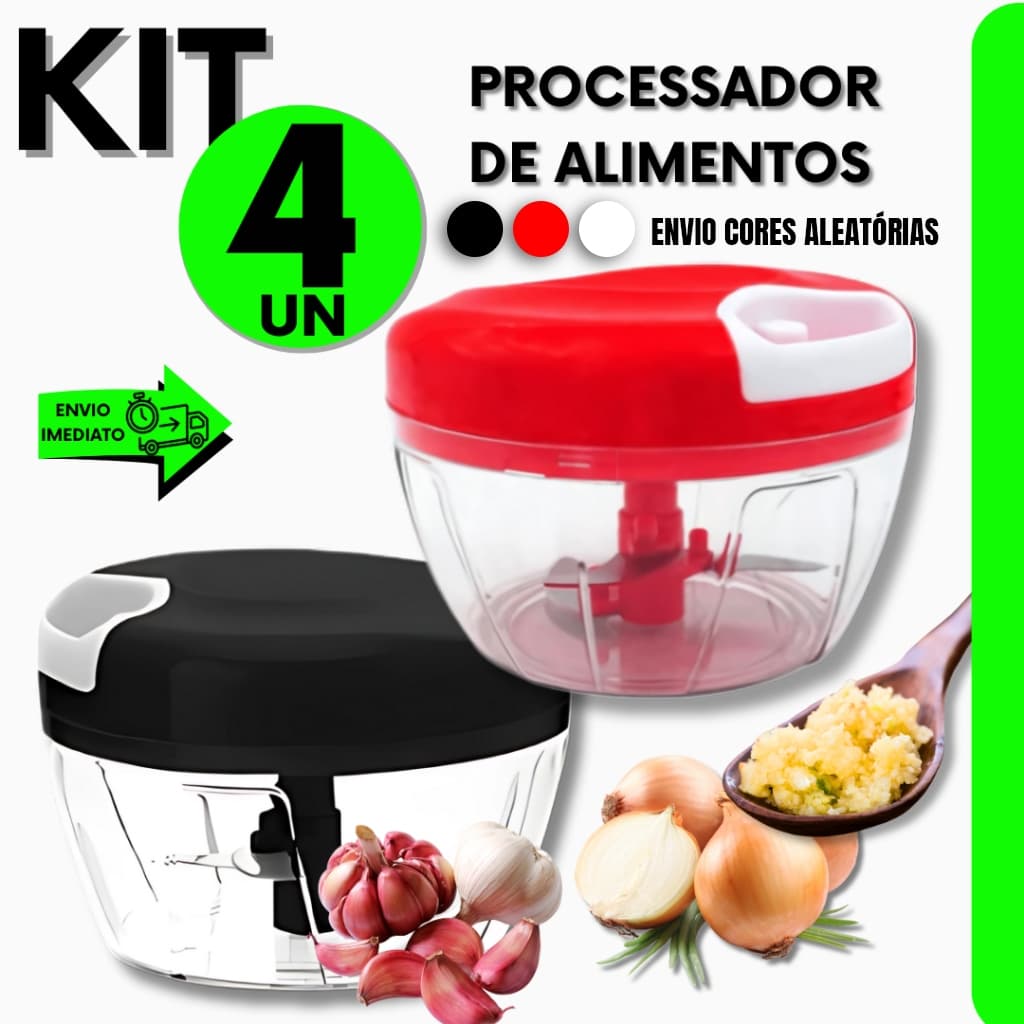 Kit 4 Processador de Alimento - 3 Lâminas Aço Inox Para Chef de Cozinha De Restaurante Casa e Bar