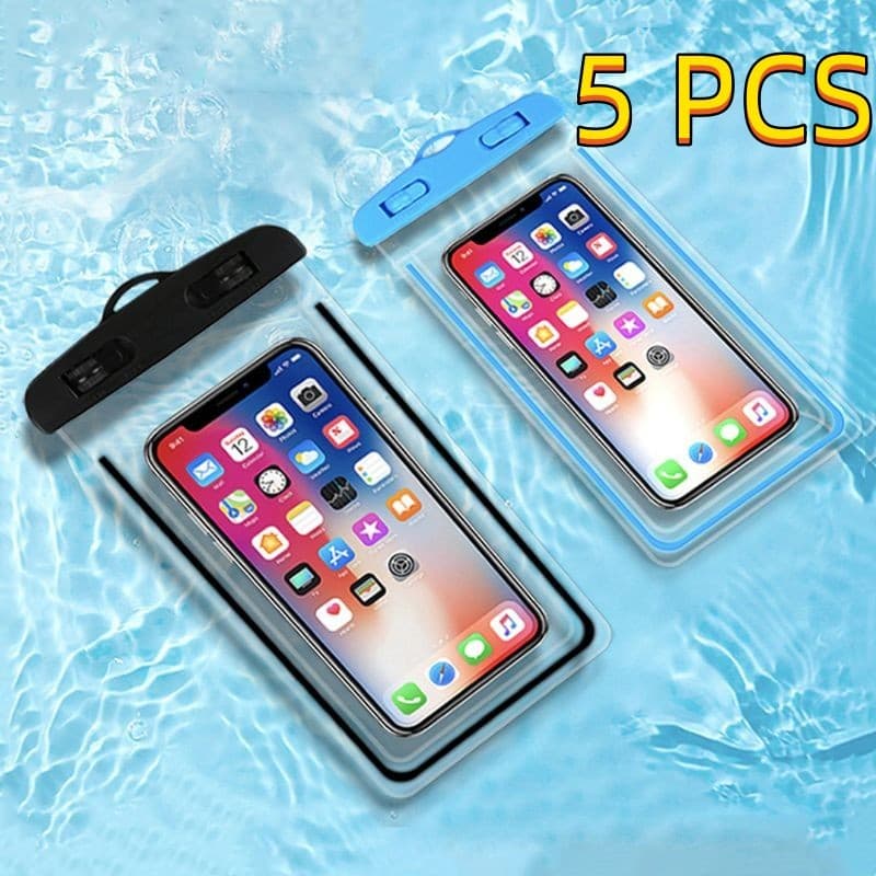 1/2/5 Unidades Capa Bolsa Prova Dágua Impermeável Celular Transparente Universal Promoção