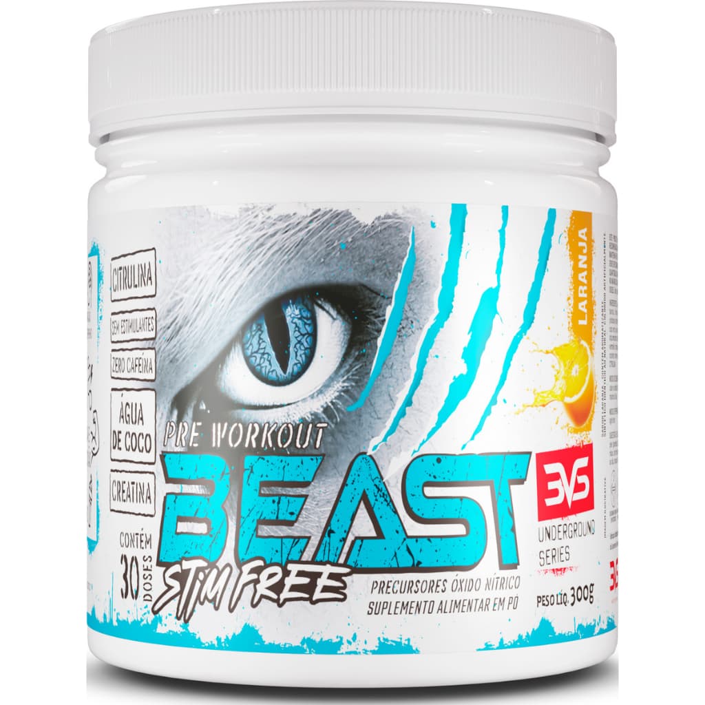 PRÉ TREINO BEAST SEM CAFEÍNA 300g - Fórmula Exclusiva com Citrulina, Beta Alanina, Creatina e Mais