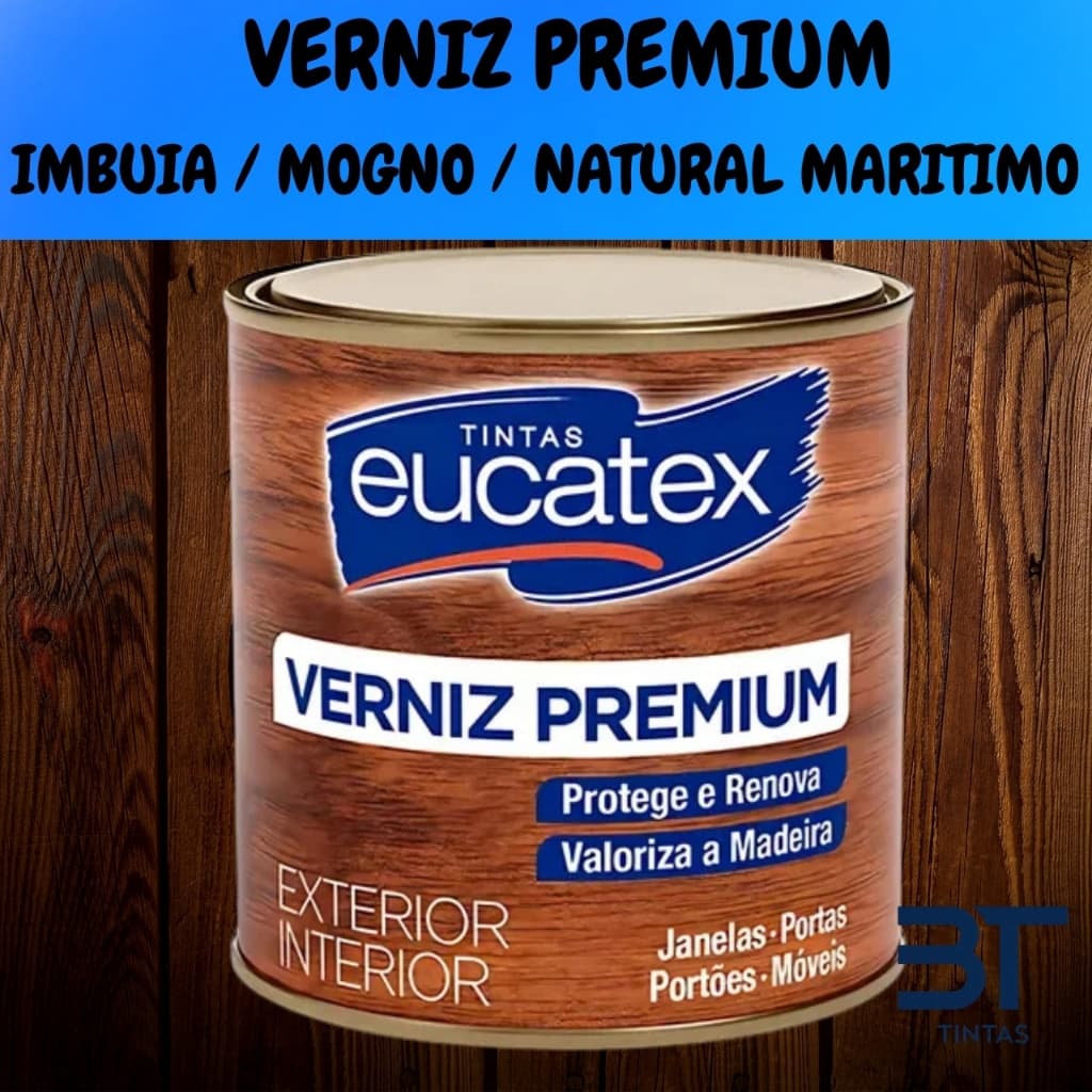 Verniz Brilhante Eucatex Para Madeira Imbuia Mogno Natural Maritimo 225ML 900ML