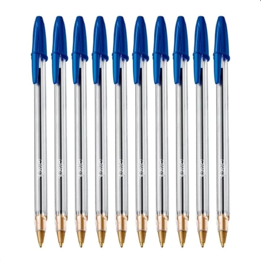 Kit 10 Canetas Bic Azul Clássica Esferográfica Cristal Ponta Média