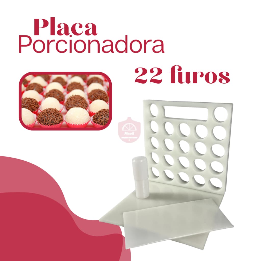 Placa Porcionadora Dosadora de Brigadeiro/Beijinho/Doces com espátula e bastão