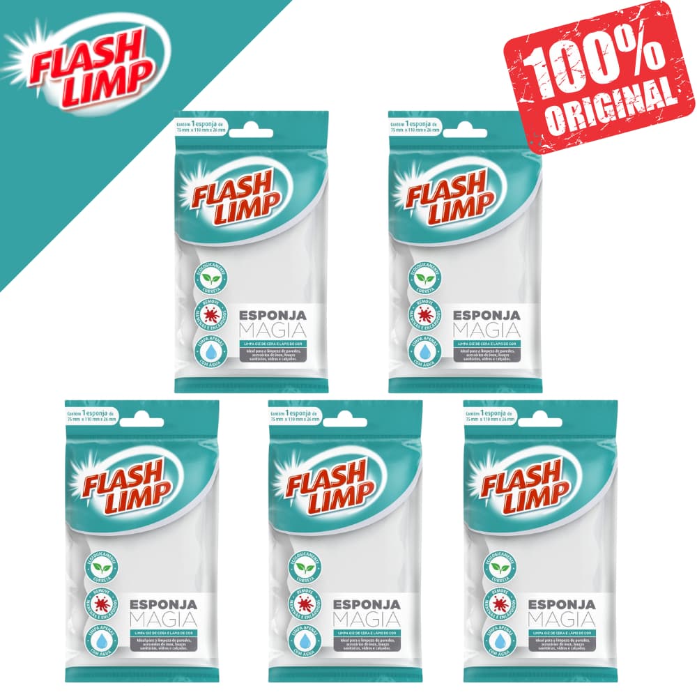 Kit 5 Esponja Mágica Flash limp