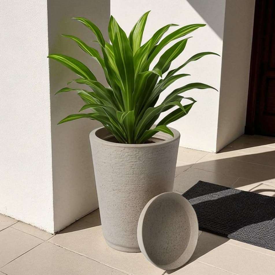Vaso de Planta Decorativo Lux Modelo Escovado Com prato