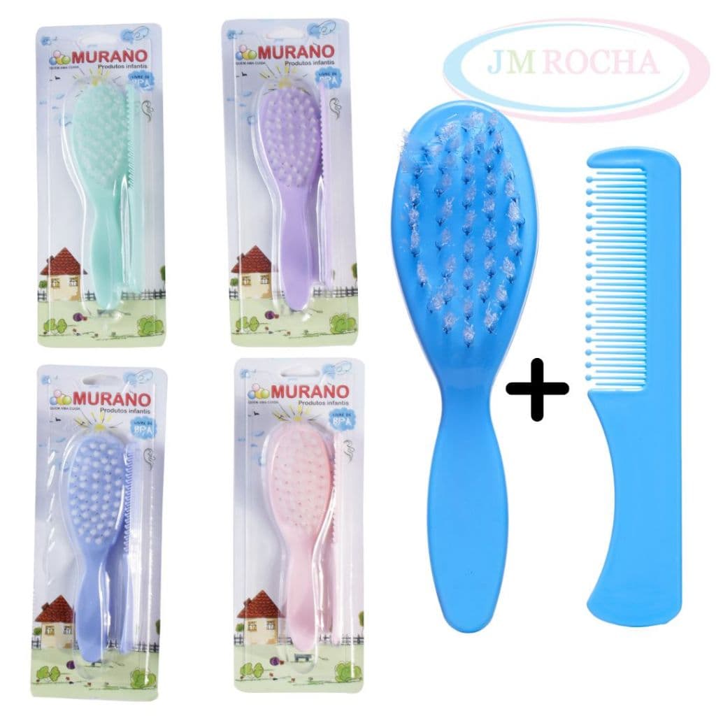 Escova e Pente para Bebê (2 Peças) Murano – Ultramacio, Seguro e Cheio de Carinho | Cores Sortidas