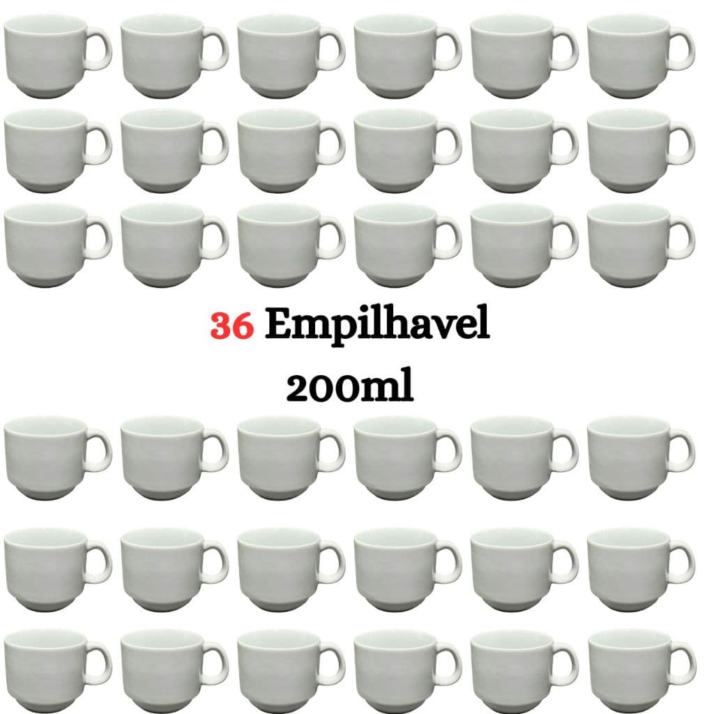 Jogo Caneca Empilhavel Hotel Xícara Porcelana Café Chá Branca