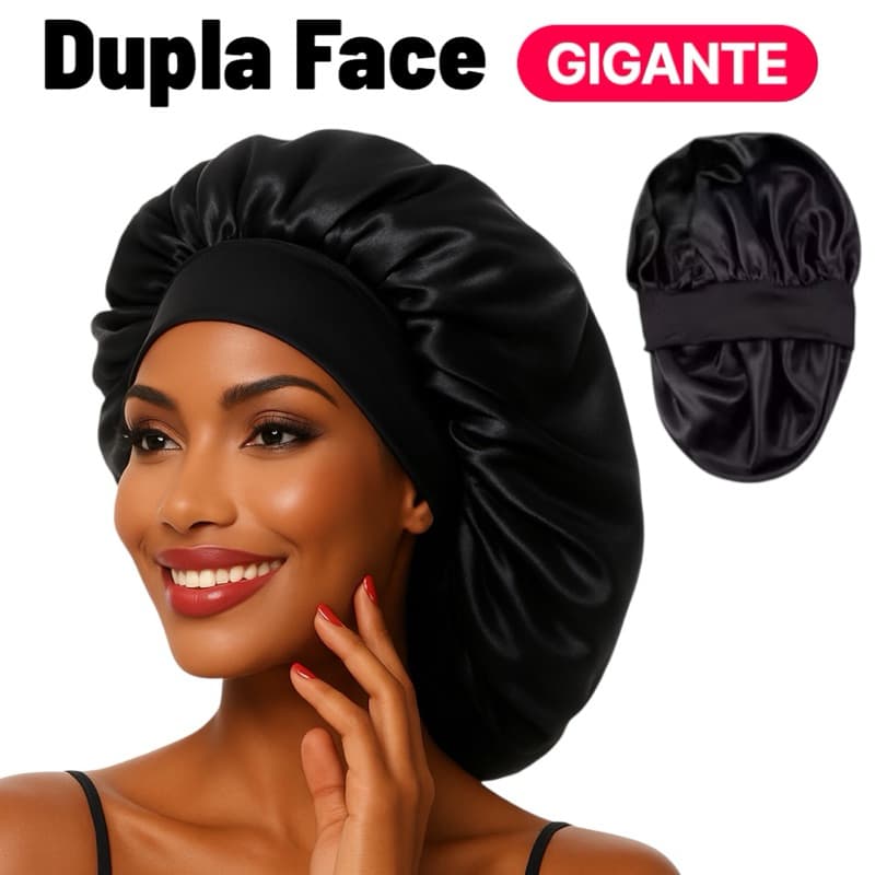 Touca de Cetim Dupla Face com Faixa Larga  Grande Para Cabelos Volumosos, Cacheados e Black | Envio Rápido