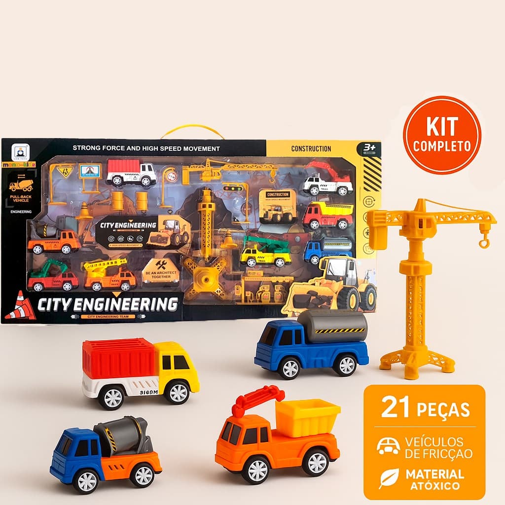 Kit Carrinhos Estilo Hot Whells Brinquedo Engenheiro Cidade Crianças Menino Menina Pista