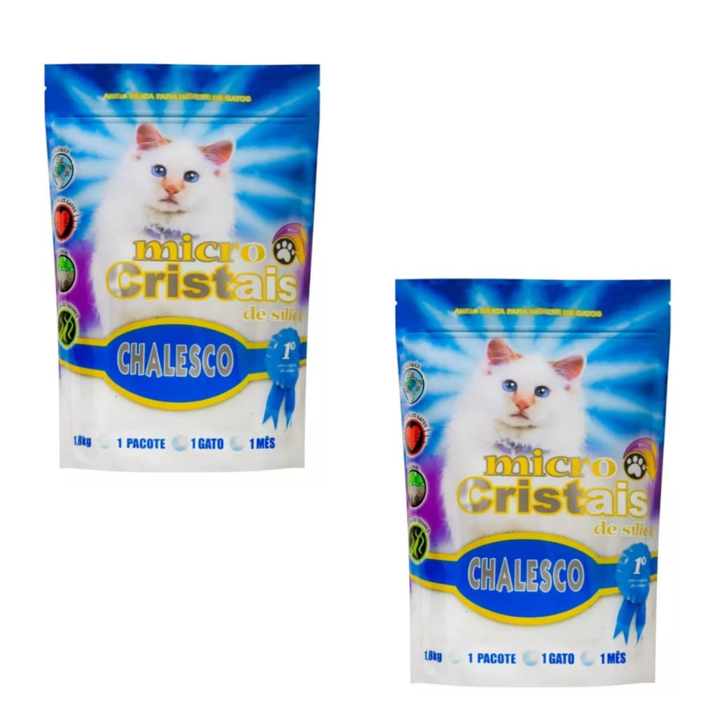 Kit 2 Areia Gato Sílica Fina Premium 1,8kg Chalesco