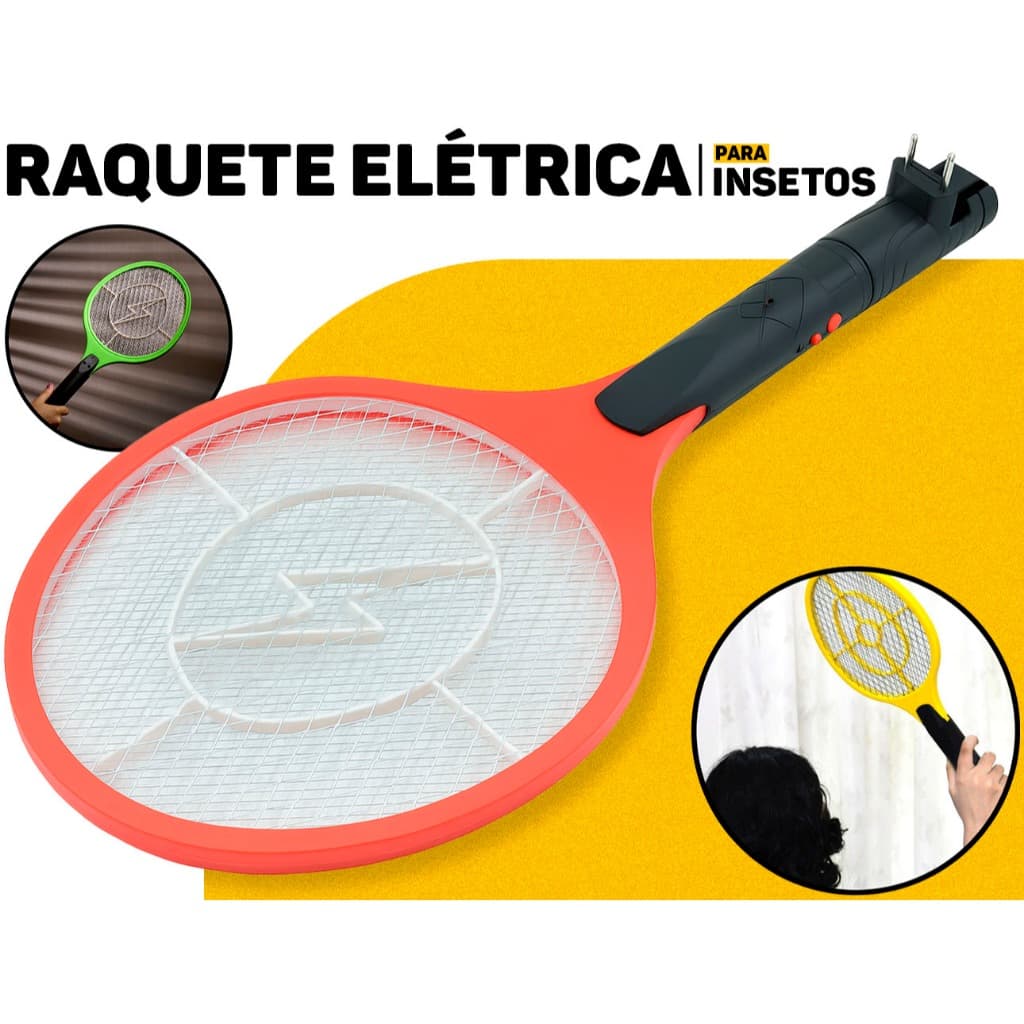Raquete Anti-Insetos Elétrica Hutz C/ Carregamento USB Luz De LED Ideal P/ Eliminar Mosquitos Pernilongos E Insetos