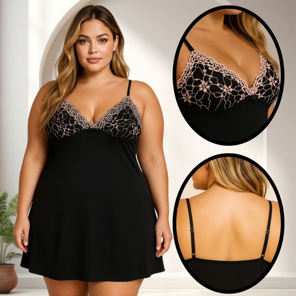 Camisola Plus Size Renda Delicada Alcinha Sexy Confortável